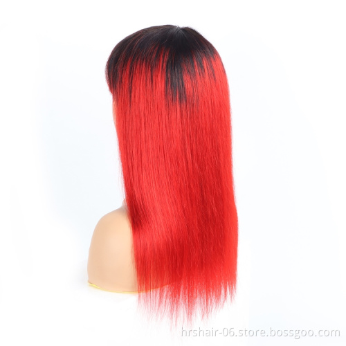 Glueless Human Hair Wigs Cheap Brazilian Raw straight 1B/Red Color Wholesale Machine Made Wig For Black Women